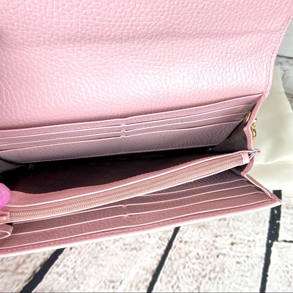 Gucci Marmont Gold Butterfly pink leather wallet crossbody - Picture 6 of 13